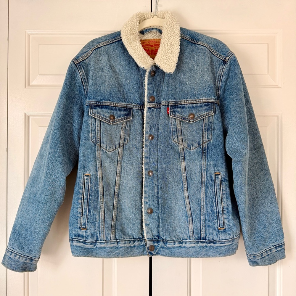 Levi’s Sherpa Lined Denim Jacket Size L Vintage Trucker